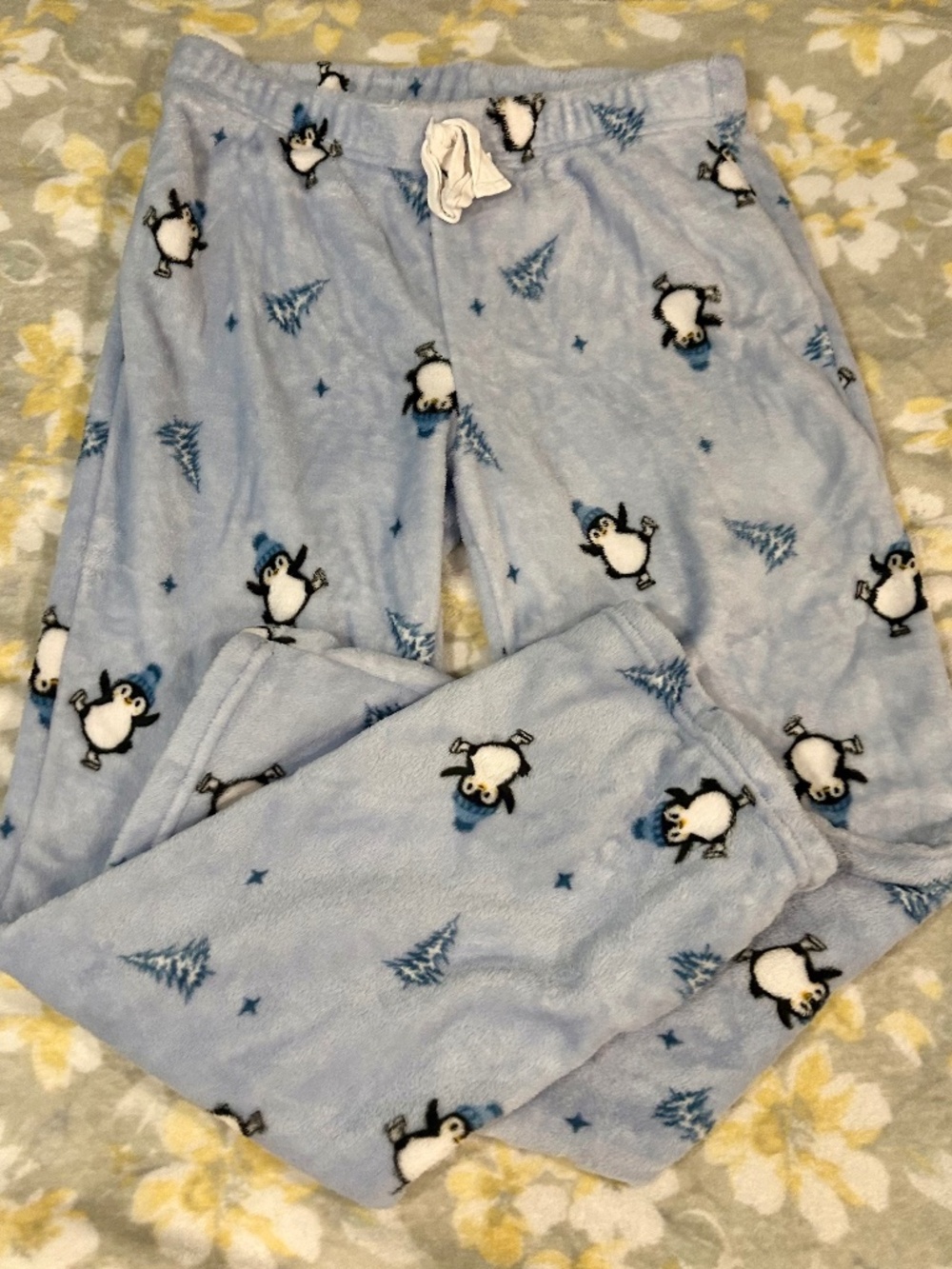 Faded Rose Light Blue Penguin Pajama Pants